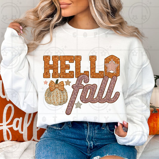 Hello Fall Faux emb-DTF&UV