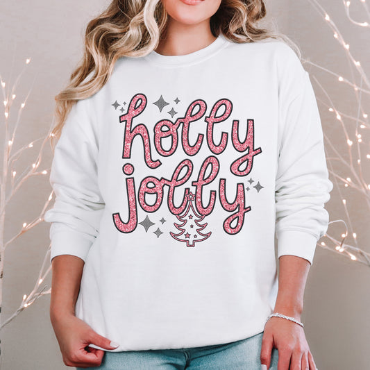 Holly Jolly pink grey-DTF