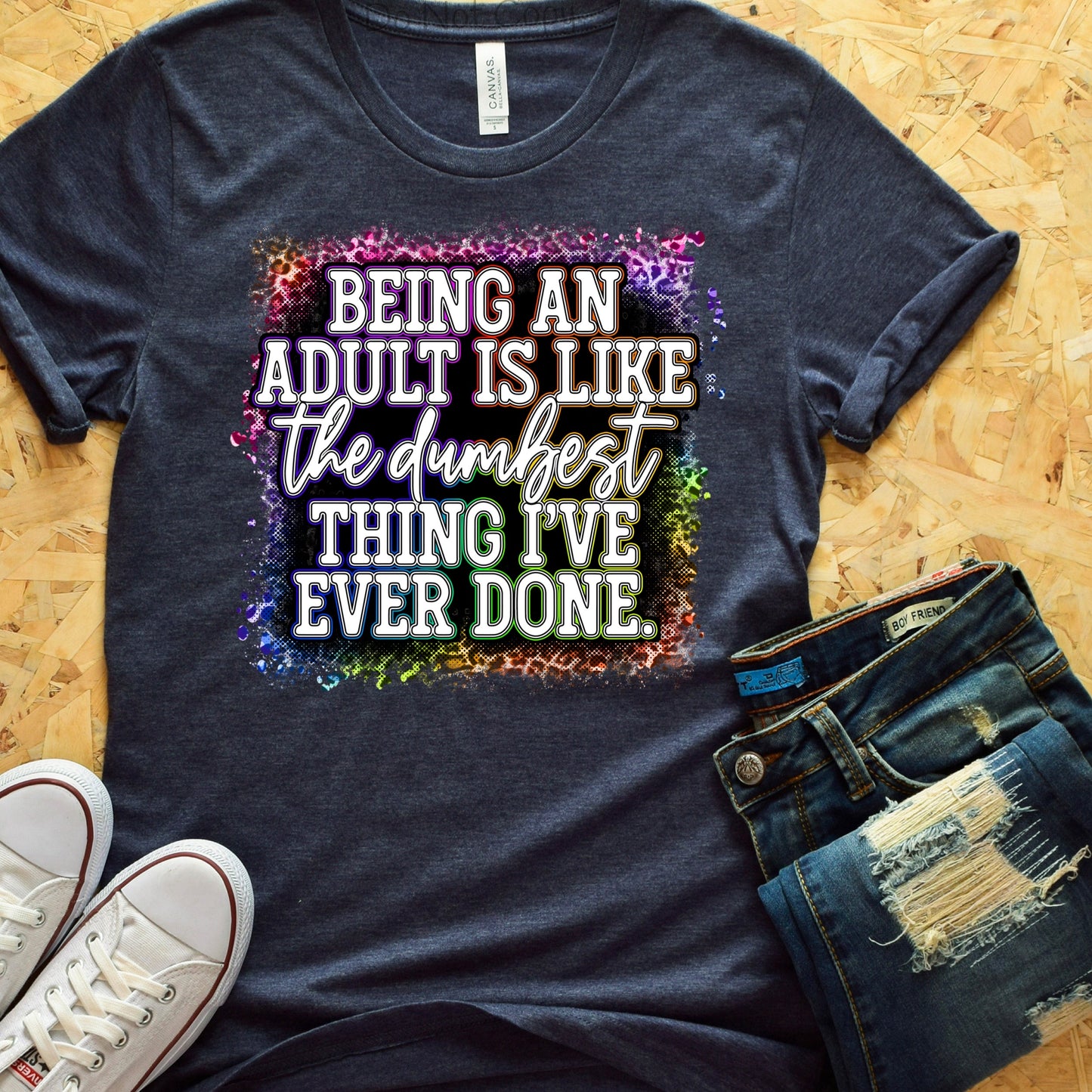 Being an adult multi colored border-DTF