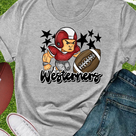 Westerners football player red black-DTF