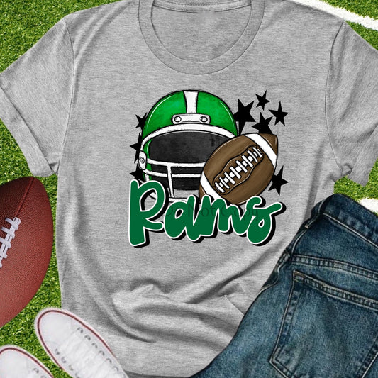 Rams football helmet green-DTF