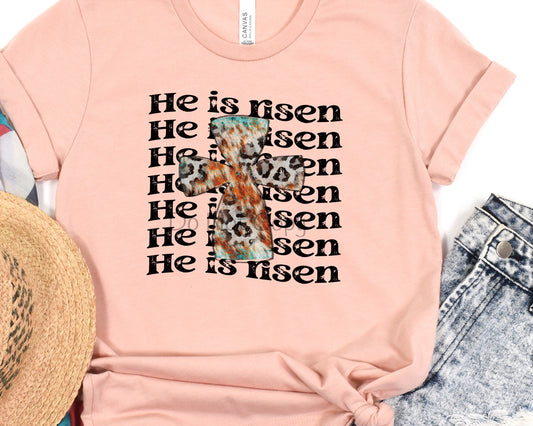 He is risen leopard cross-DTF