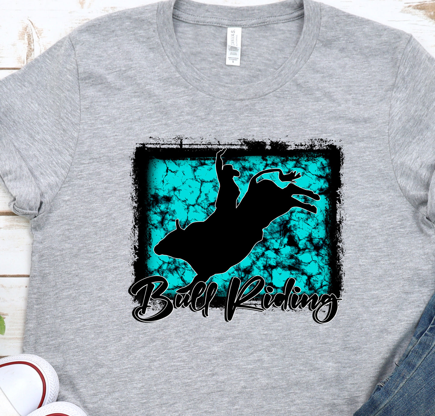 Bull riding turquoise-DTF