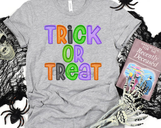 Trick or treat faux embroidery -DTF