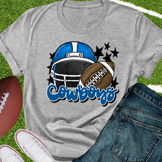Cowboys football helmet blue-DTF