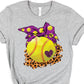 Softball purple bow-DTF
