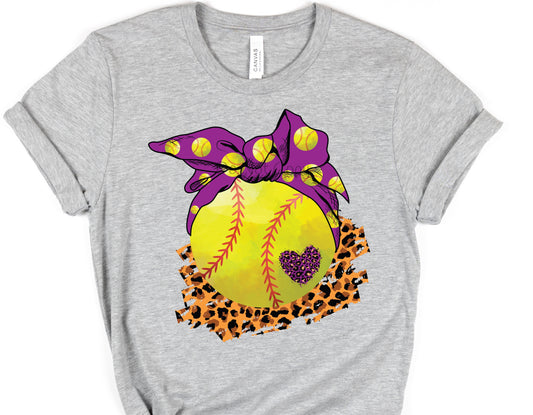 Softball purple bow-DTF