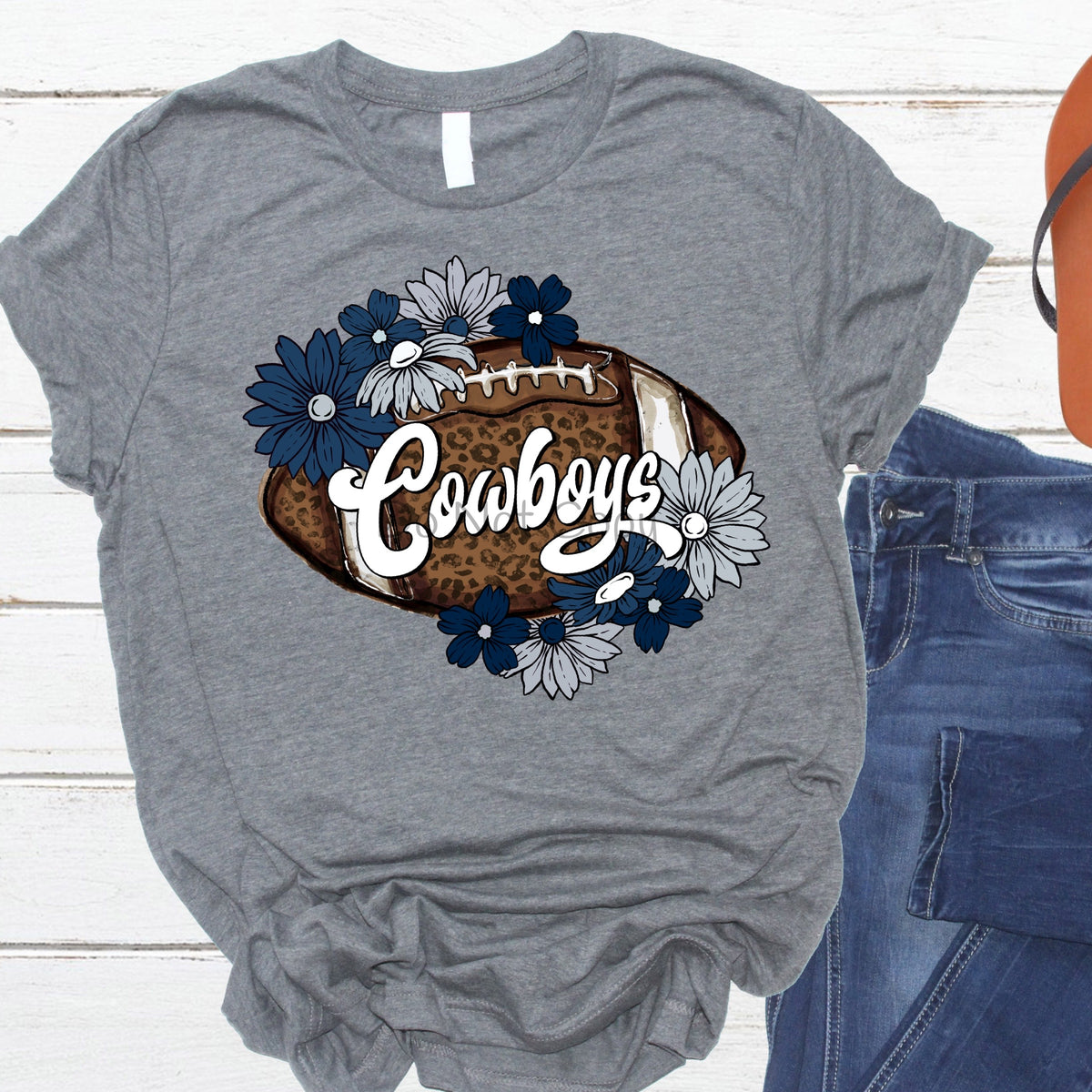 Cowboys blue flowers-DTF