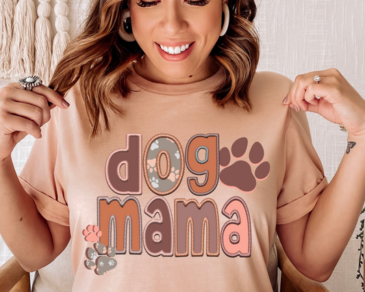 Dog Mama faux embroidery-DTF