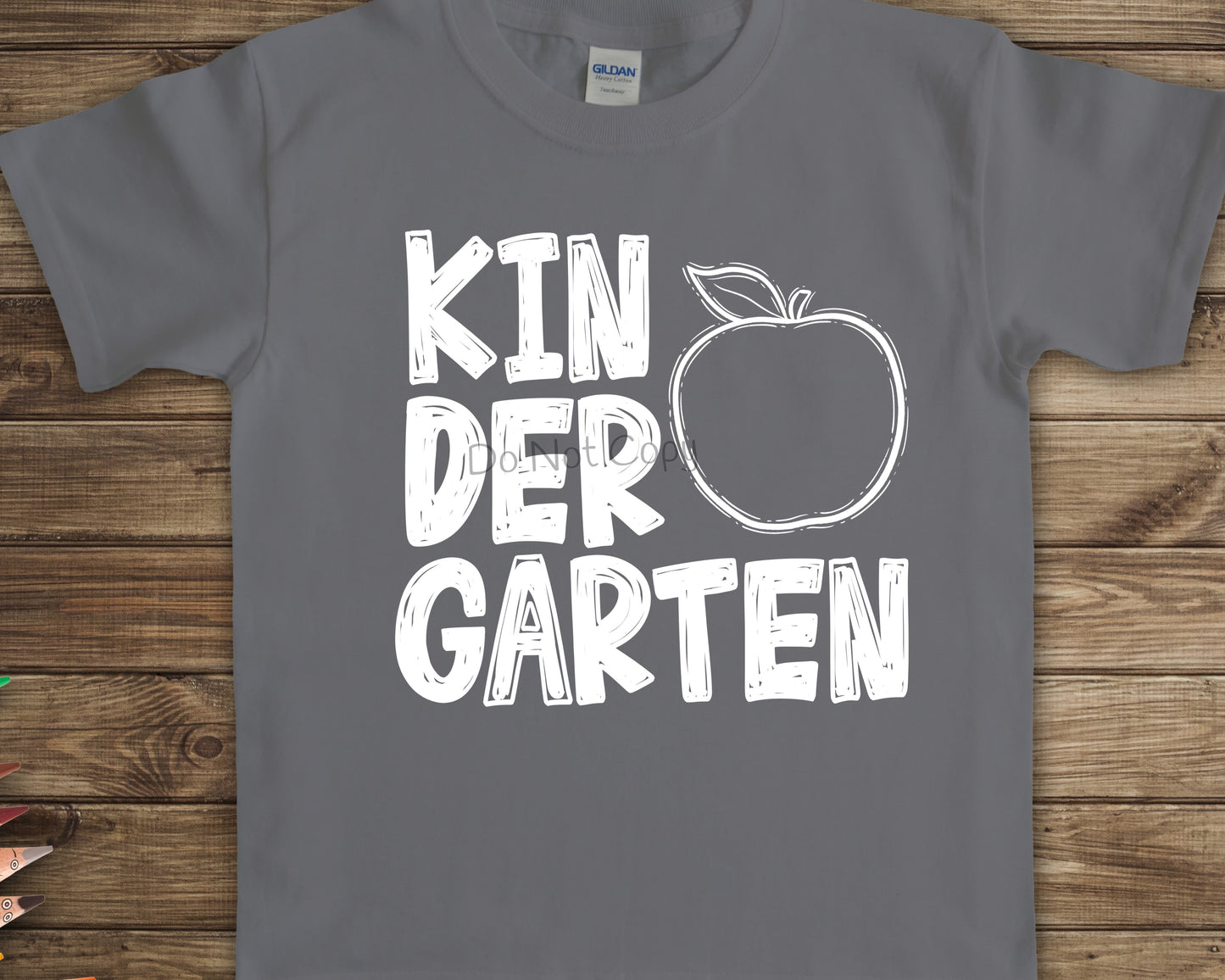 Kindergarten 3 lines apple white-DTF