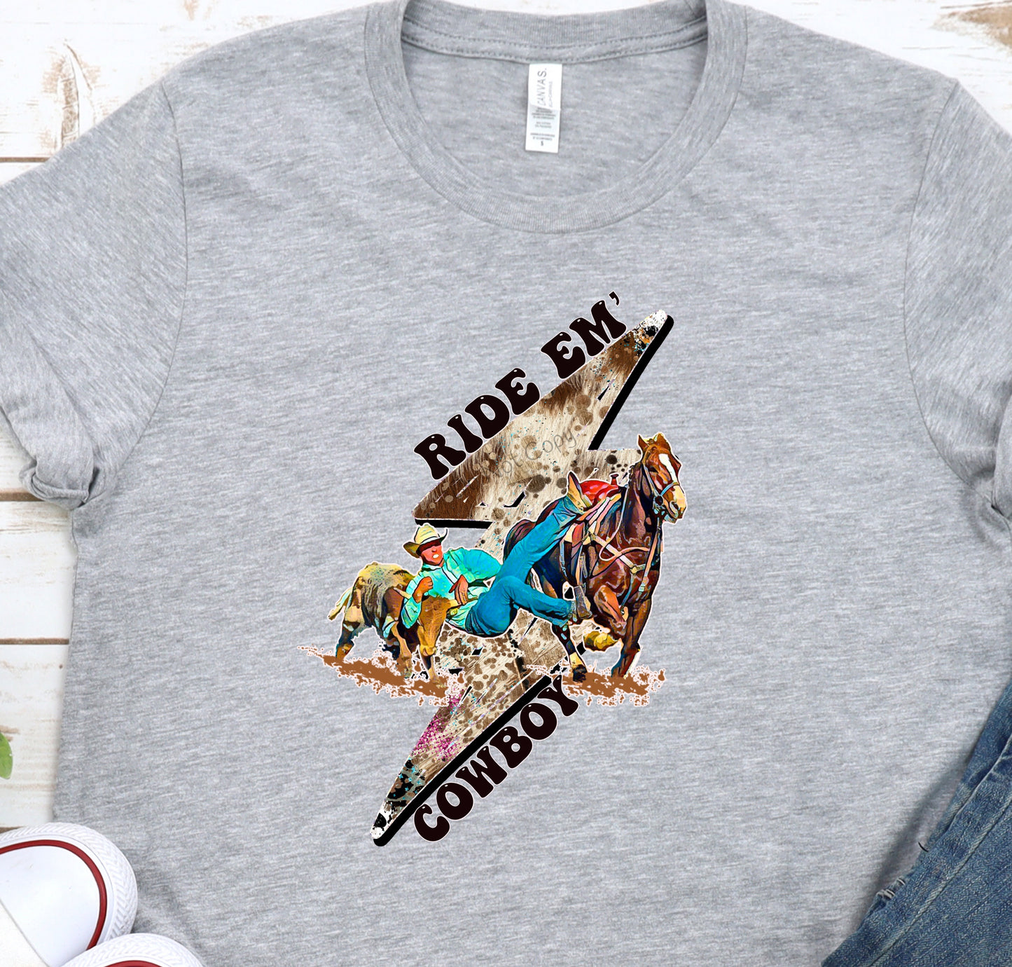 Ride em cowboy steer wrestling lightning bolt-DTF