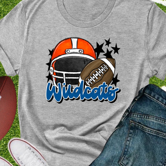 Wildcats football helmet orange blue-DTF