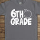 6th grade apple white-DTF