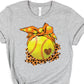 Softball orange bow-DTF