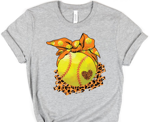 Softball orange bow-DTF