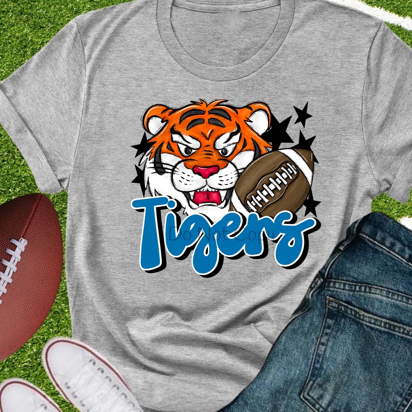 Tigers football light blue-DTF