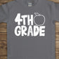 4th grade apple white-DTF