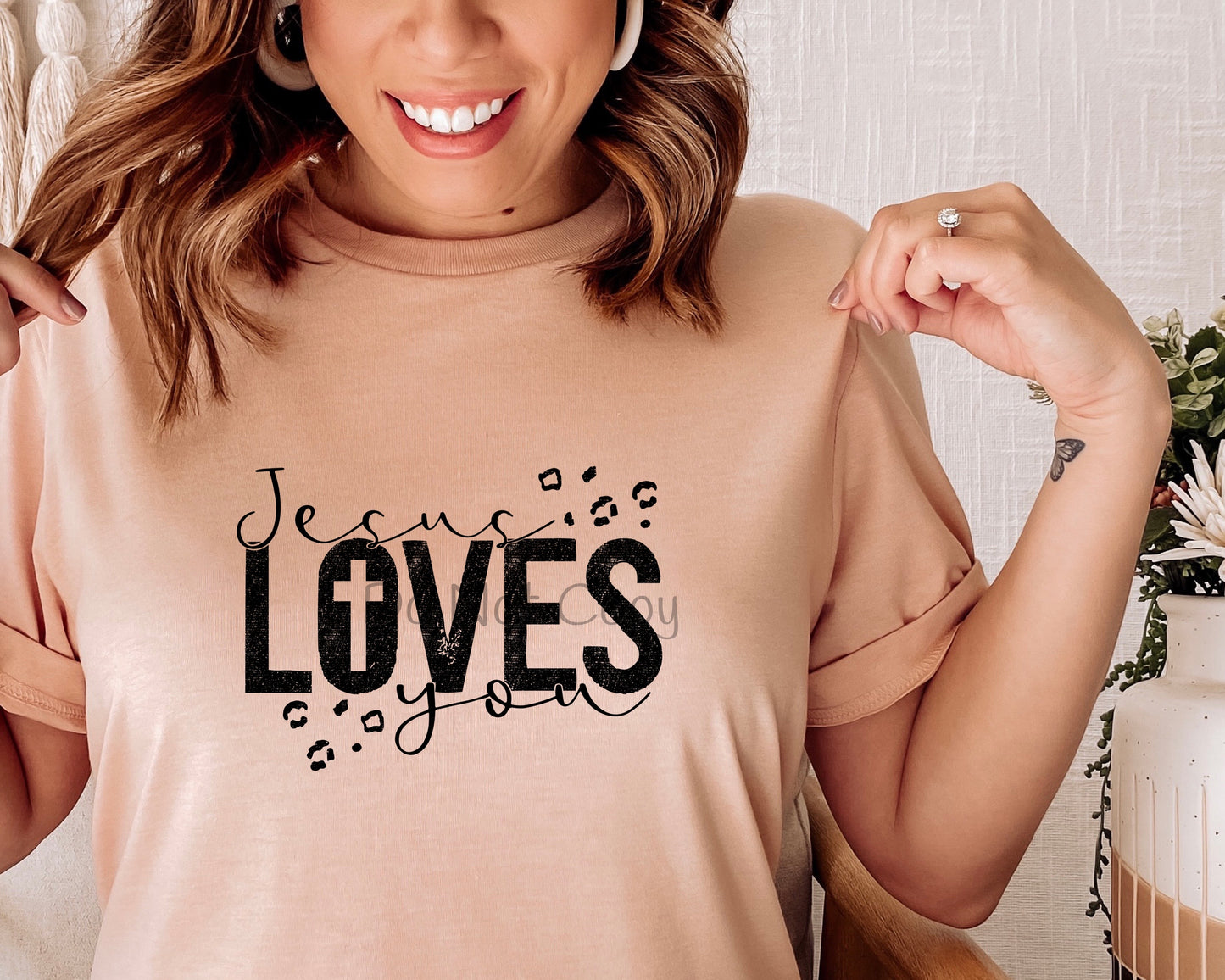 Jesus loves you black letters-DTF