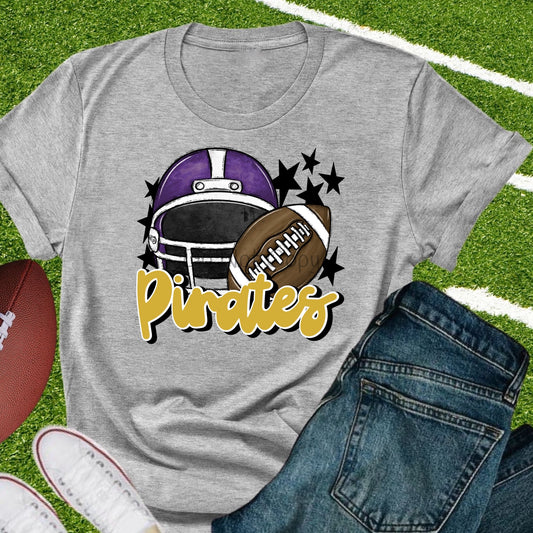 Pirates football helmet purple gold-DTF