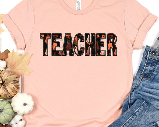 Teacher Spooky school embroidery-DTF