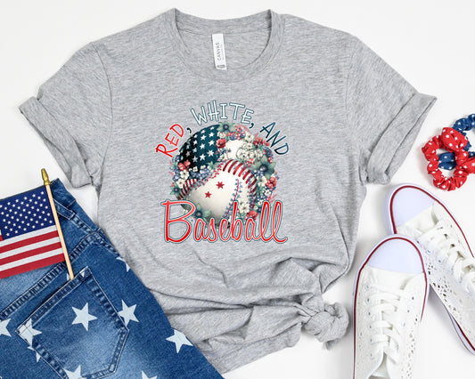 Red white and baseball-DTF