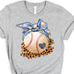 Baseball light blue bow-DTF