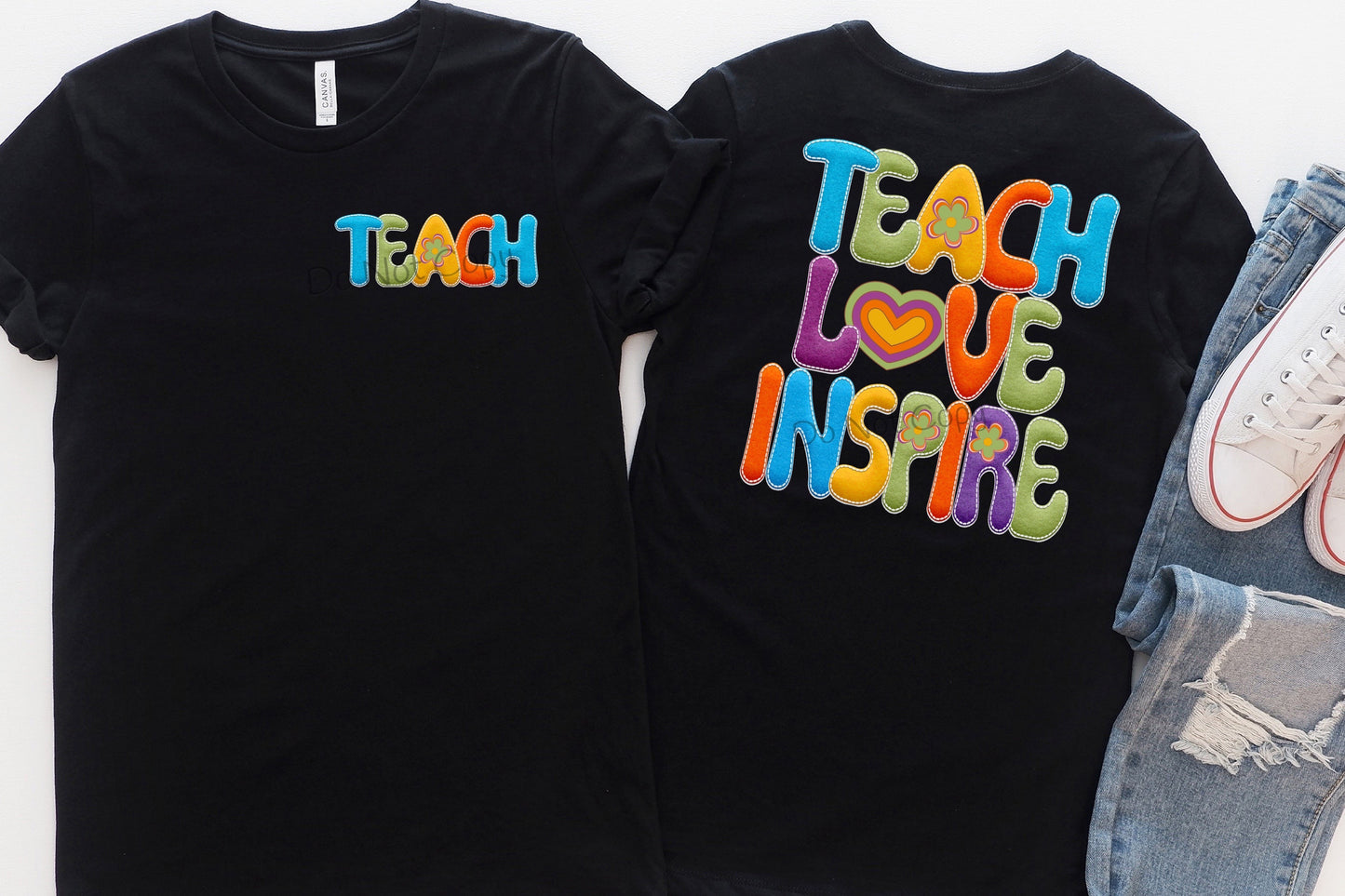 Teach love inspire stitch BACK-DTF