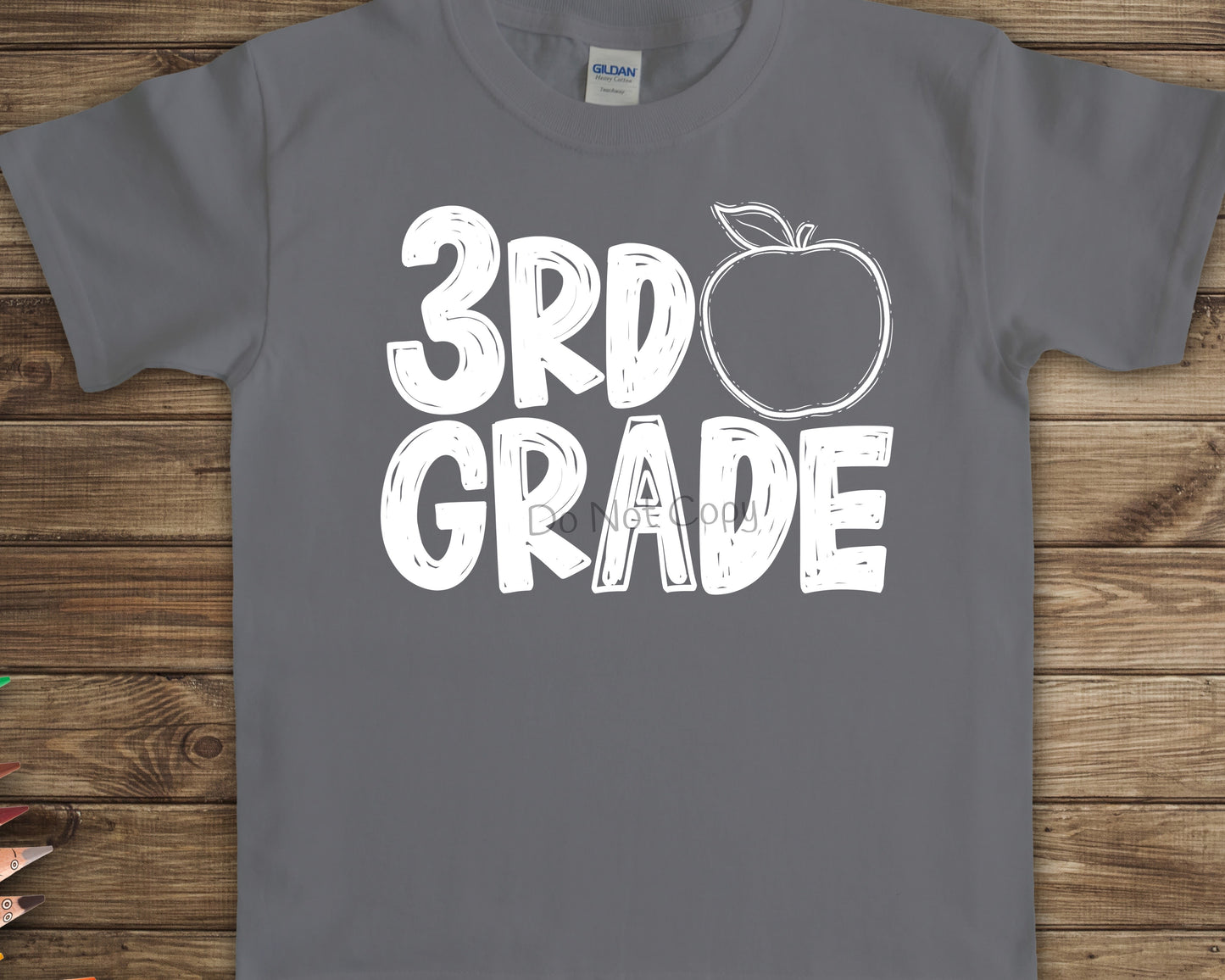 3rd grade apple white-DTF