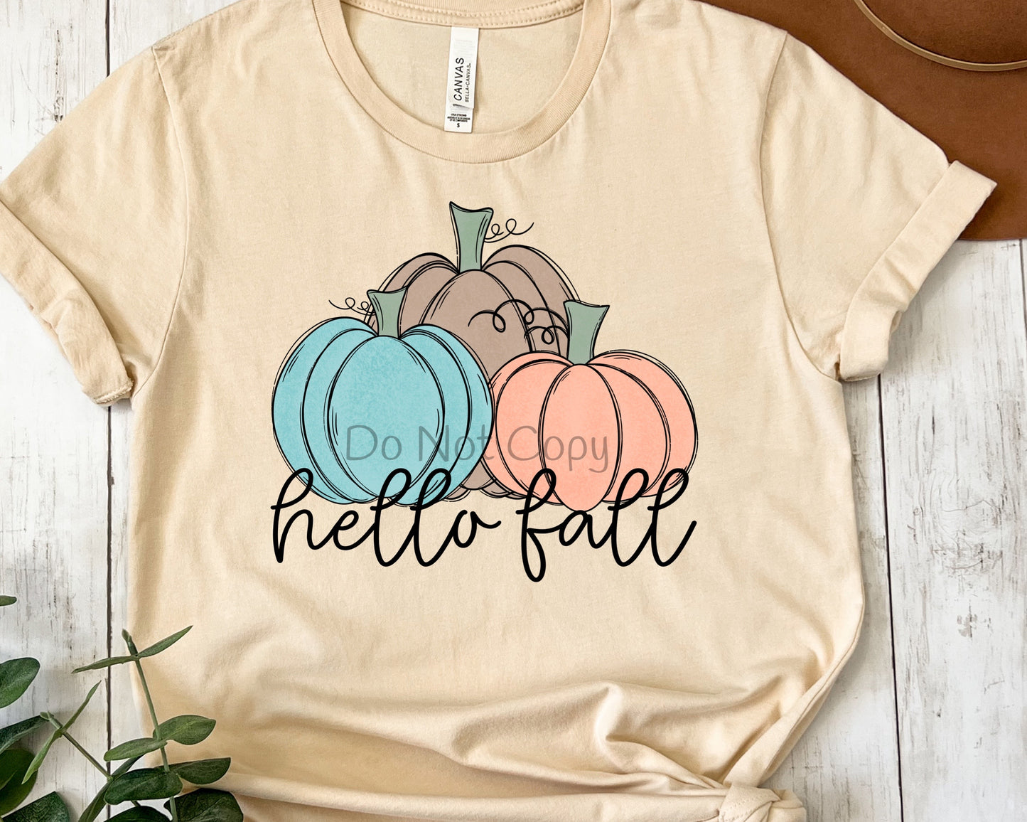 Hello fall 3 pumpkins-DTF