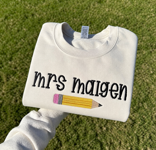 Teacher Appreciation:  Embroidered