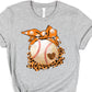 Baseball orange bow-DTF