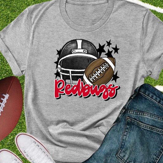 Redbugs football helmet black red-DTF