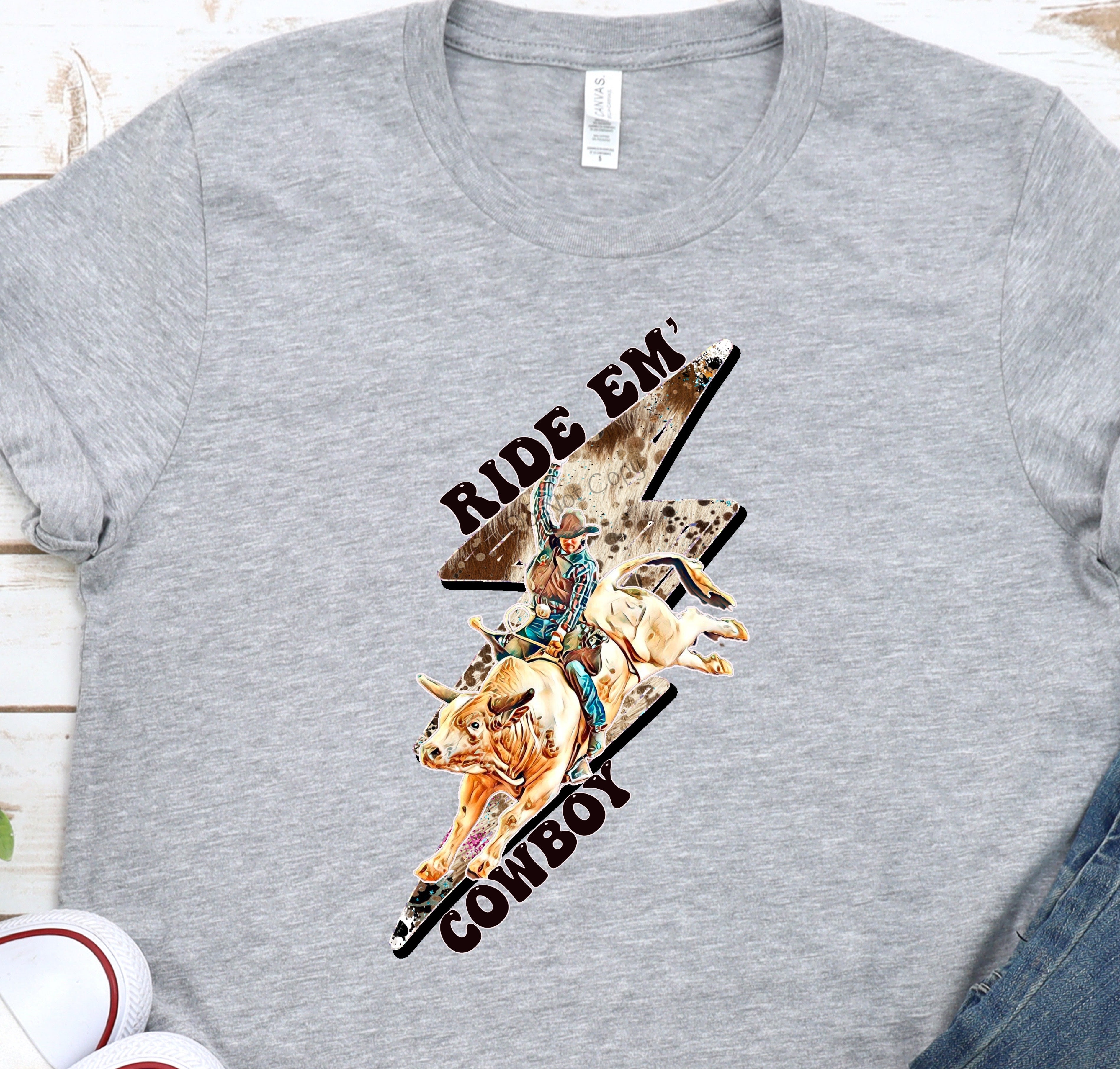 Ride em cowboy bull riding lightning bolt-DTF – ABIDesignstore