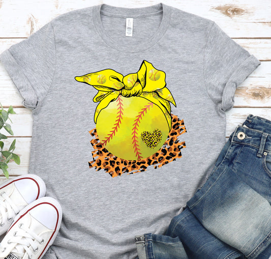 Softball yellow bow-DTF