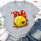 Softball red bow-DTF