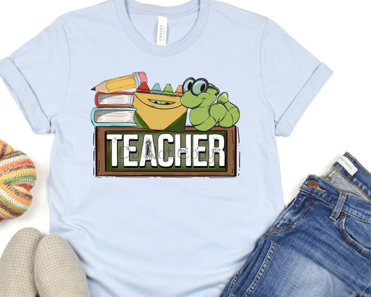 Teacher book worm-DTF