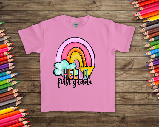 Hello first grade rainbow-DTF