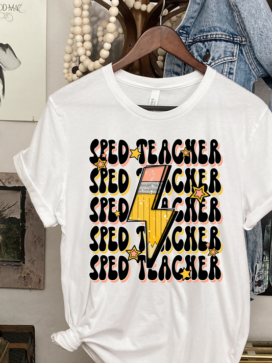 Sped Teacher stacked pencil bolt-DTF