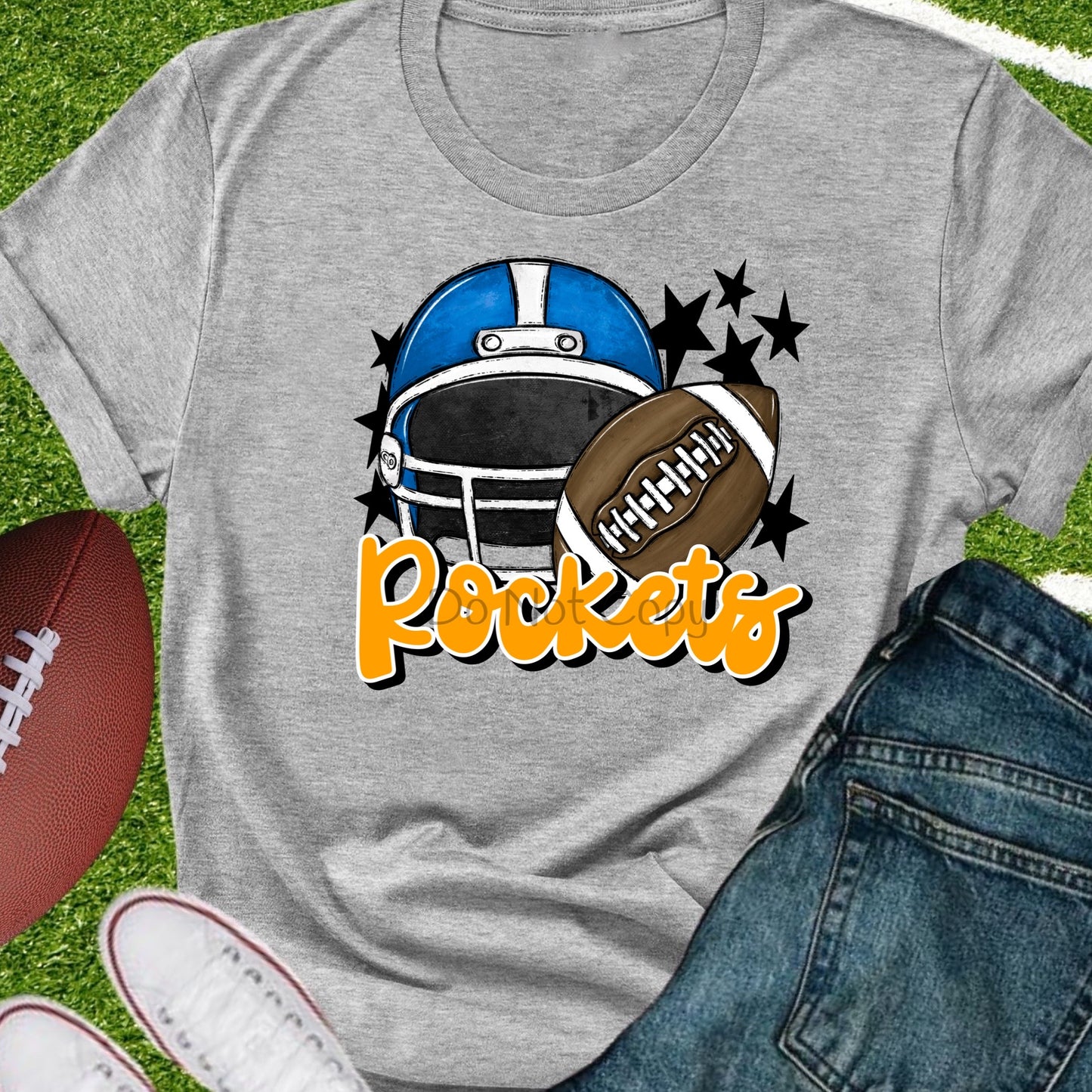 Rockets football blue gold-DTF