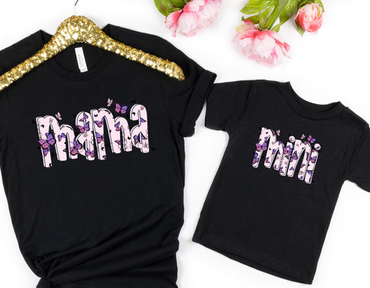 Mama pink and purple butterflies pink-DTF