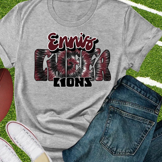 Ennis lions cheer tie dye black-DTF