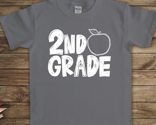 2nd grade apple white-DTF