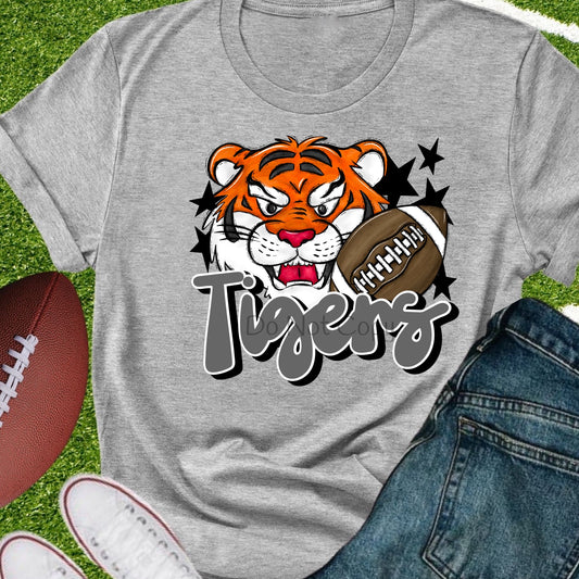Tigers football gray-DTF
