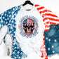 Made in America flag skull blue writing-DTF