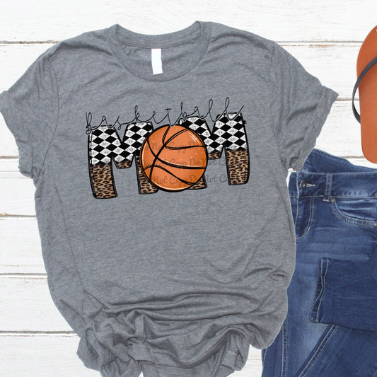 Basketball mom checkered leopard-DTF