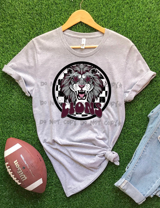 Lions Maroon Black- DTF