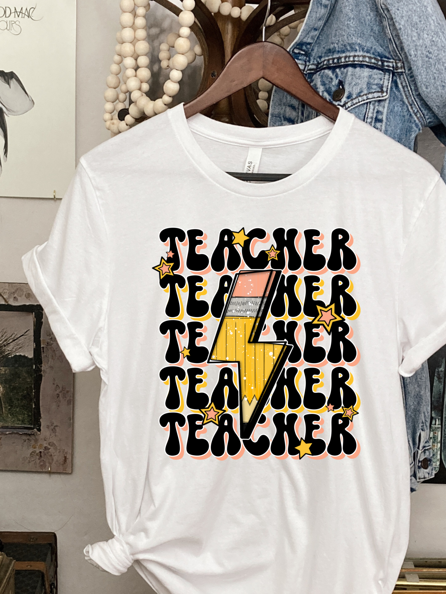 Teacher stacked pencil bolt-DTF