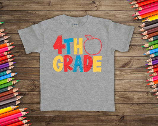 4th grade apple color-DTF