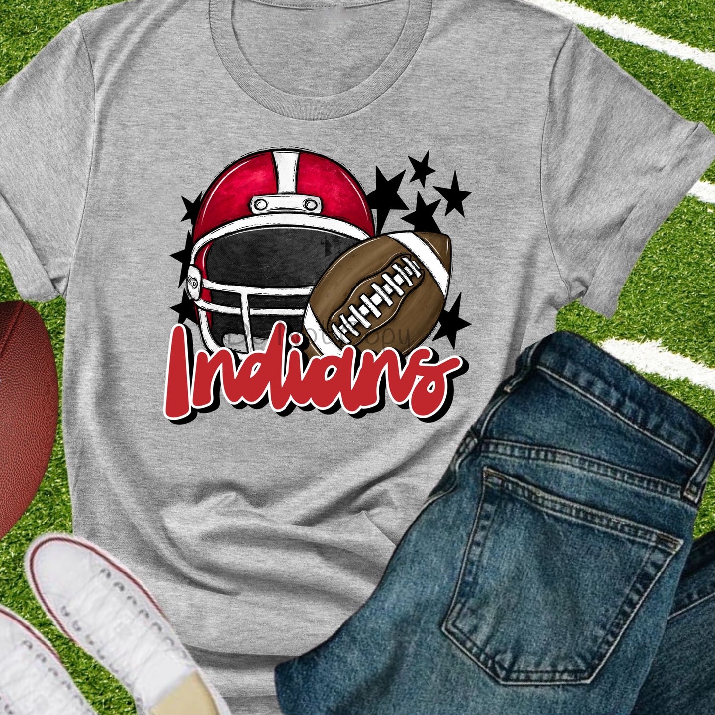 Indians football helmet red-DTF