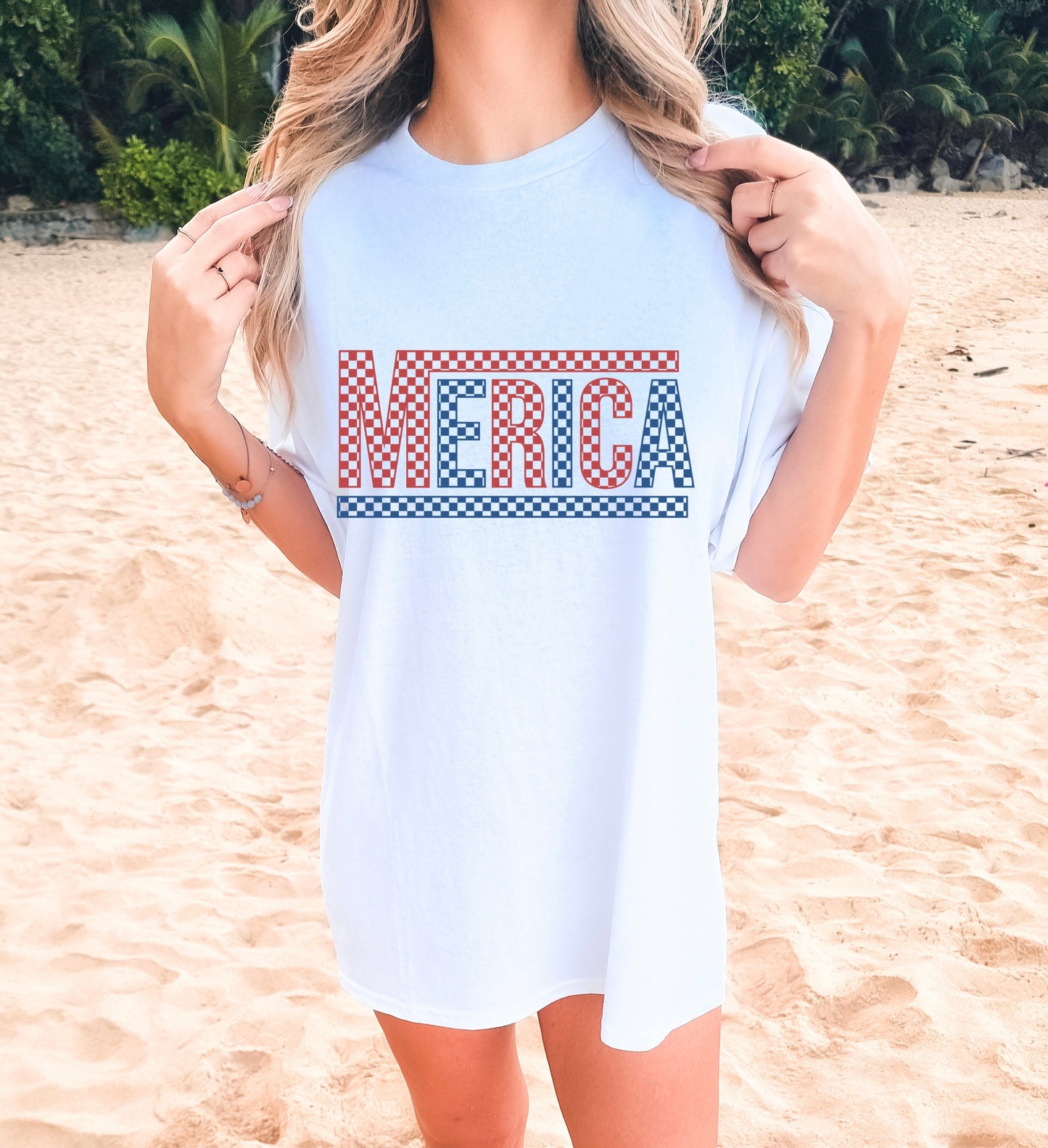 Merica red and blue checkered-DTF